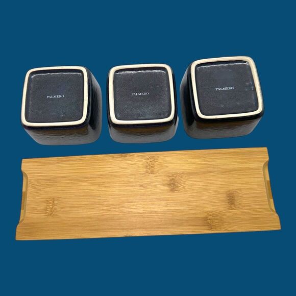 Palmero Darya Ceramic Serving Dishes Stoneware Set of 3 Sushi Sauces Drip Glaze - Picture 6 of 13